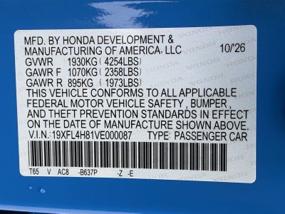 2027 Honda Civic Hatchback Hybrid Sport CVT