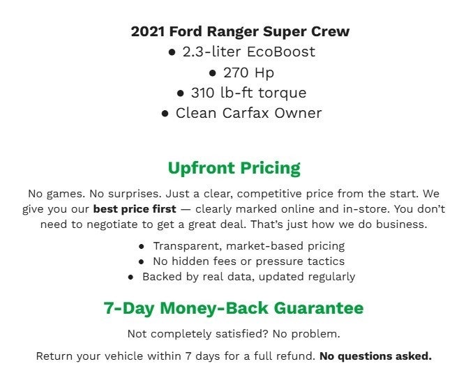 2021 Ford Ranger XLT 4WD SuperCrew 5' Box