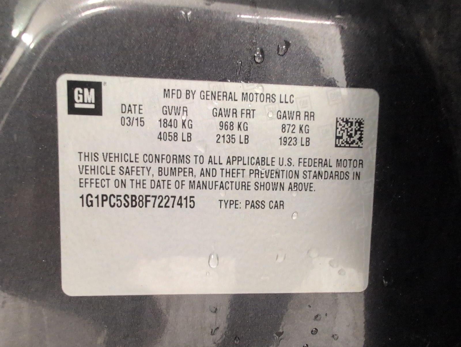2015 Chevrolet Cruze 4dr Sdn Auto 1LT