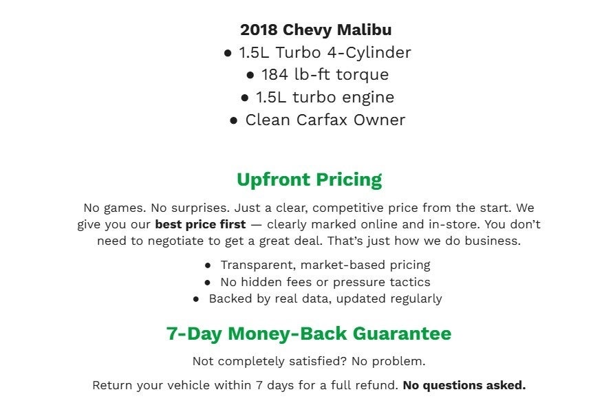 2018 Chevrolet Malibu 4dr Sdn LT w/1LT