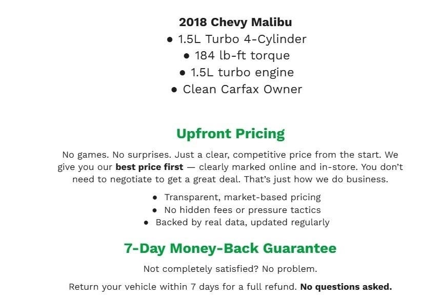 2018 Chevrolet Malibu 4dr Sdn LT w/1LT
