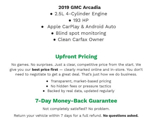 2019 GMC Acadia AWD 4dr SLT w/SLT-1