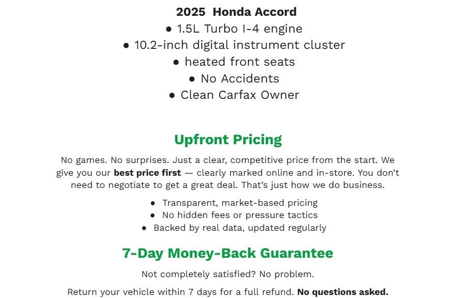 2025 Honda Accord Sedan SE CVT