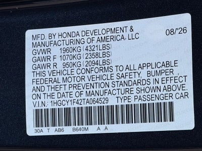 2026 Honda Accord Sedan SE CVT