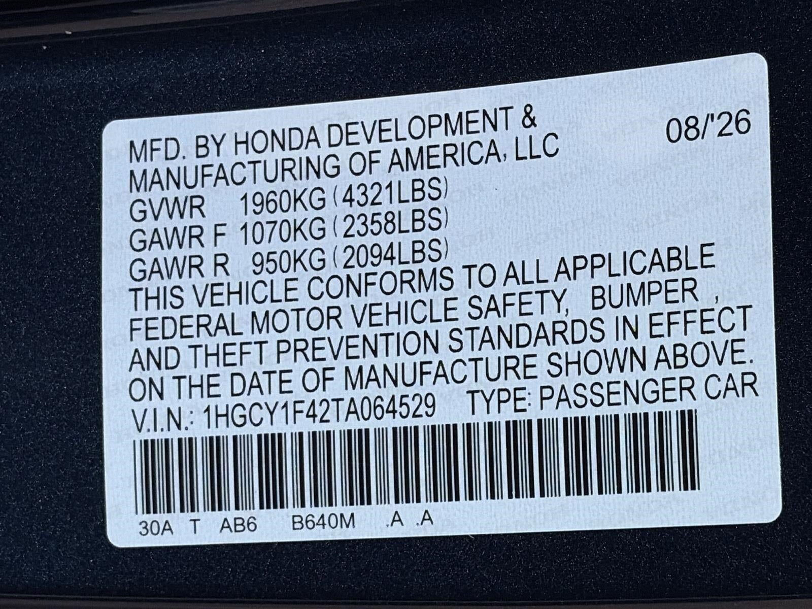 2026 Honda Accord Sedan SE CVT