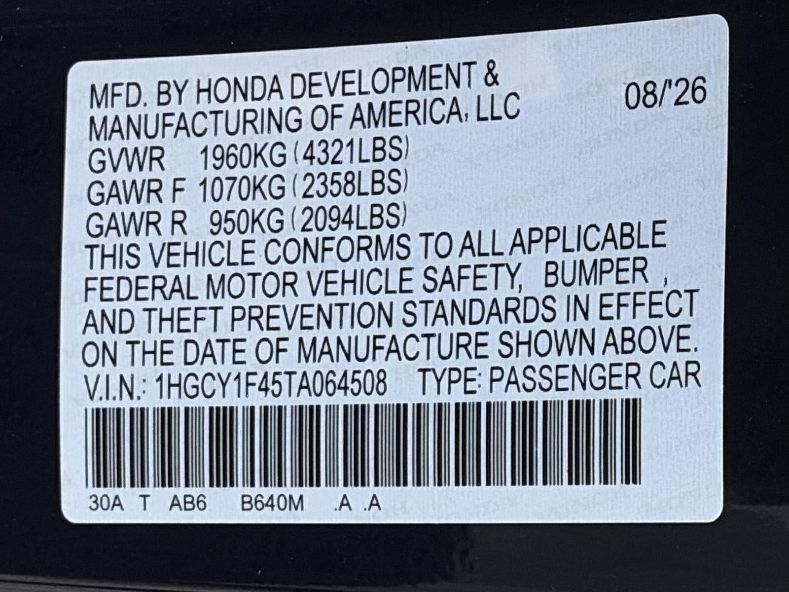 2026 Honda Accord Sedan SE CVT