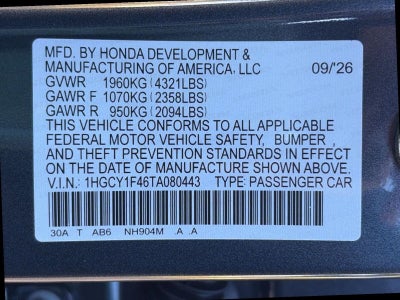 2026 Honda Accord Sedan SE CVT