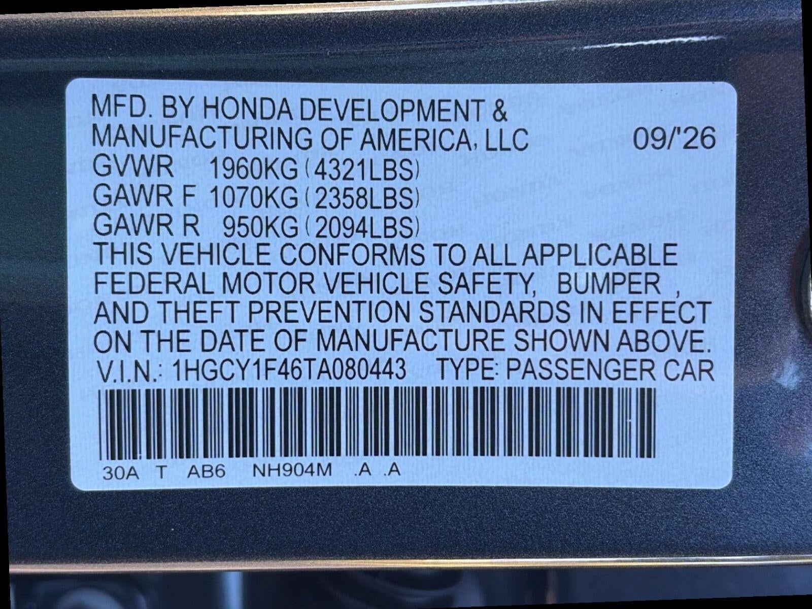 2026 Honda Accord Sedan SE CVT