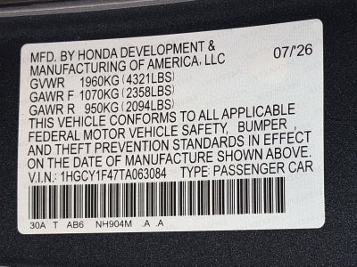 2026 Honda Accord Sedan SE CVT