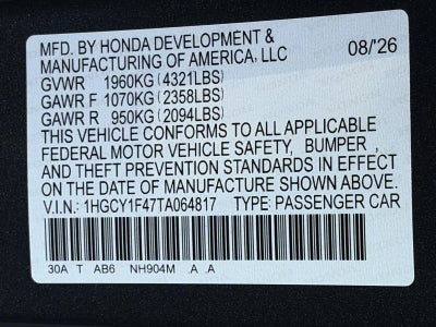 2026 Honda Accord Sedan SE CVT