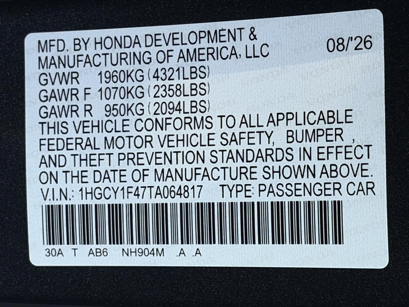 2026 Honda Accord Sedan SE CVT