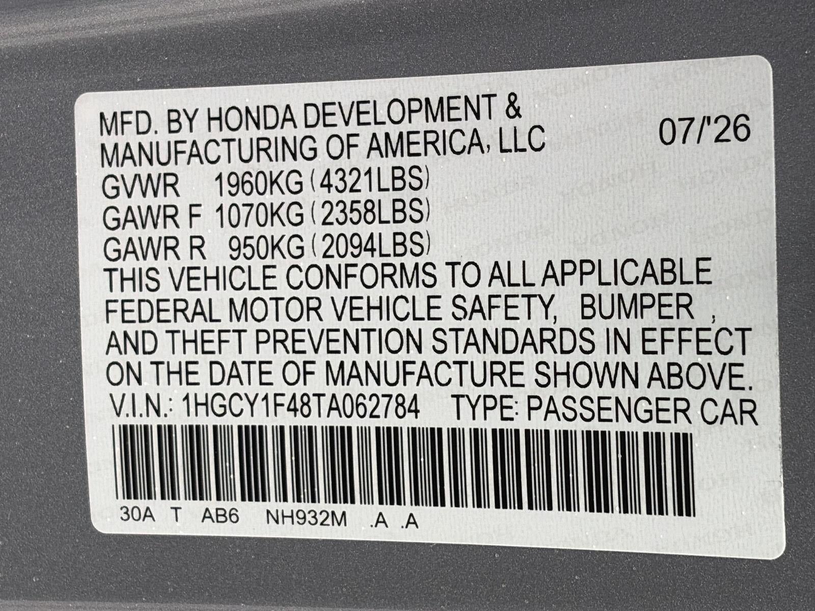 2026 Honda Accord Sedan SE CVT