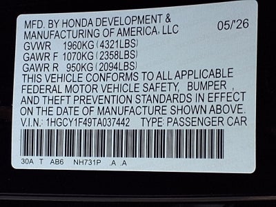 2026 Honda Accord Sedan SE CVT