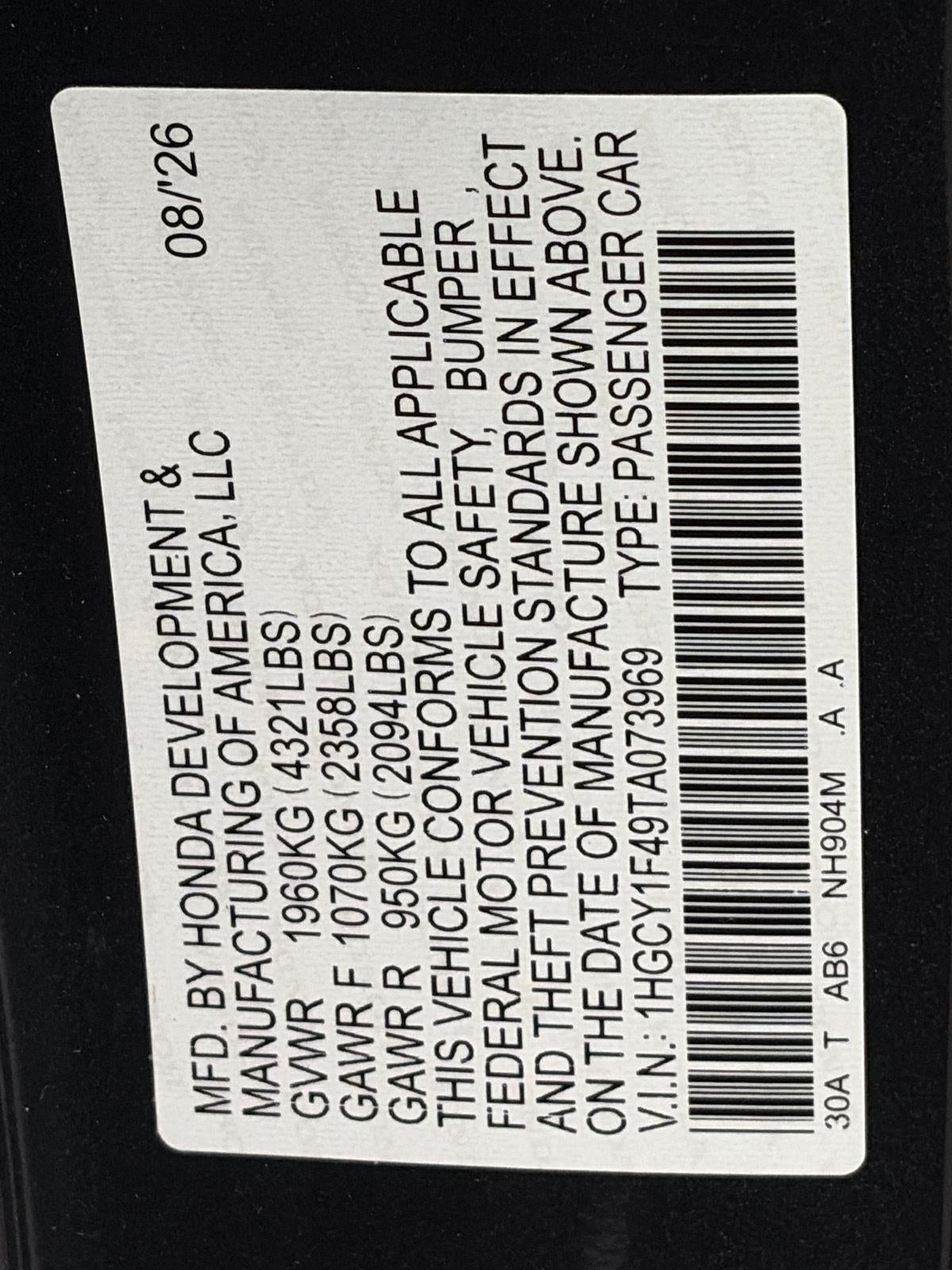 2026 Honda Accord Sedan SE CVT