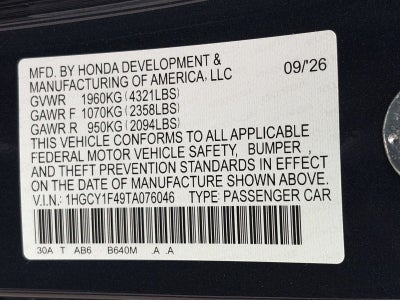2026 Honda Accord Sedan SE CVT