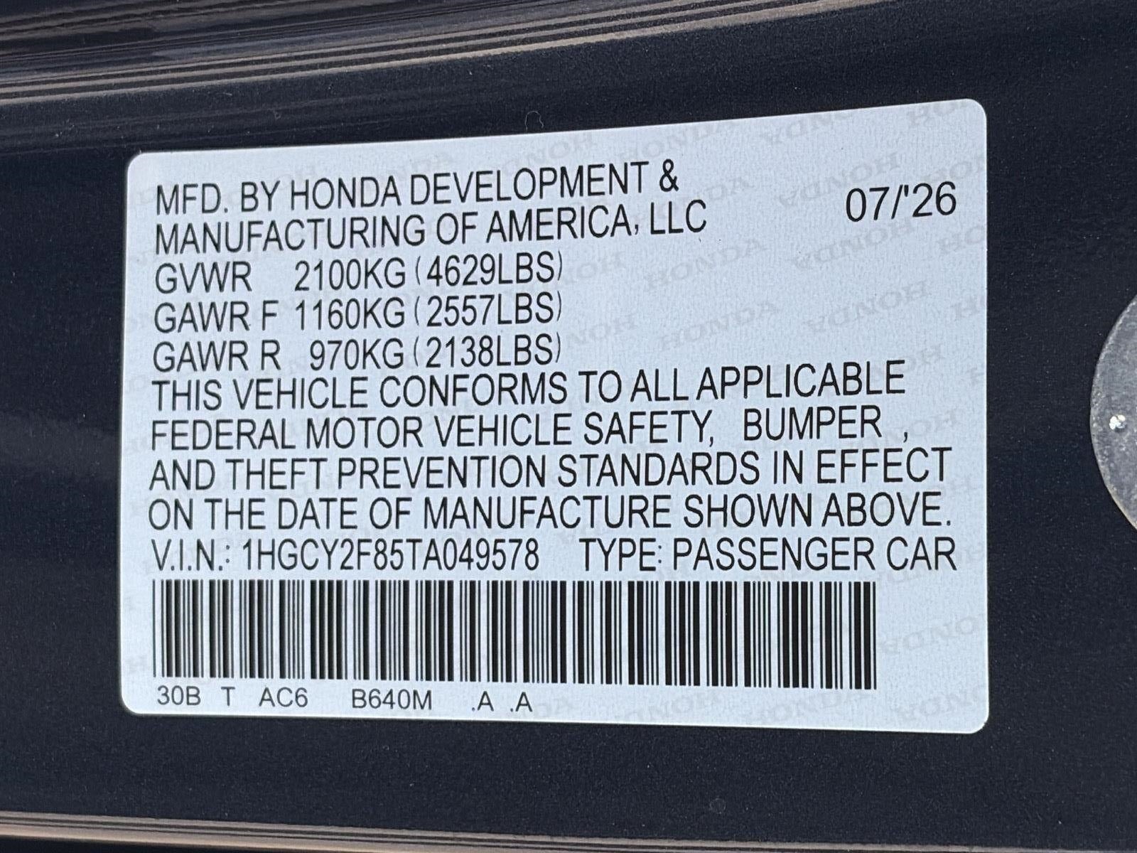 2026 Honda Accord Hybrid Touring Sedan