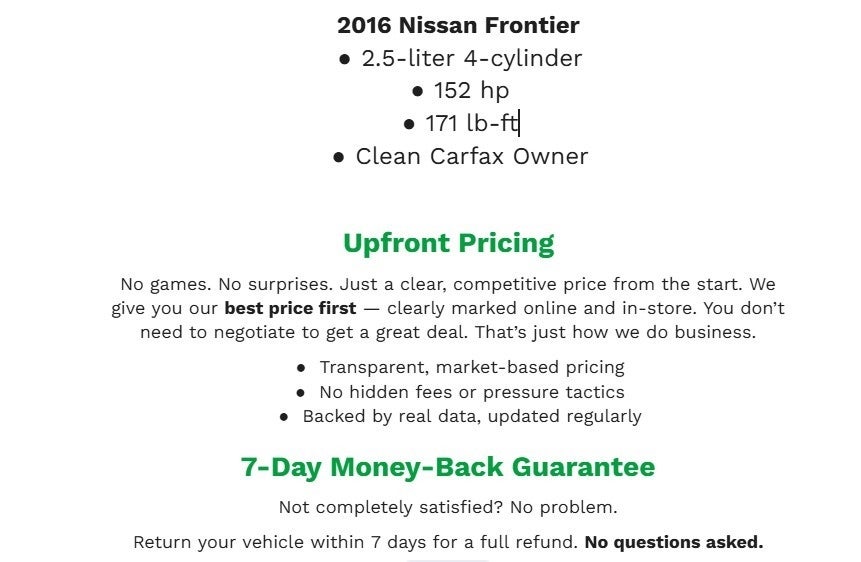 2016 Nissan Frontier 4WD King Cab Auto SV