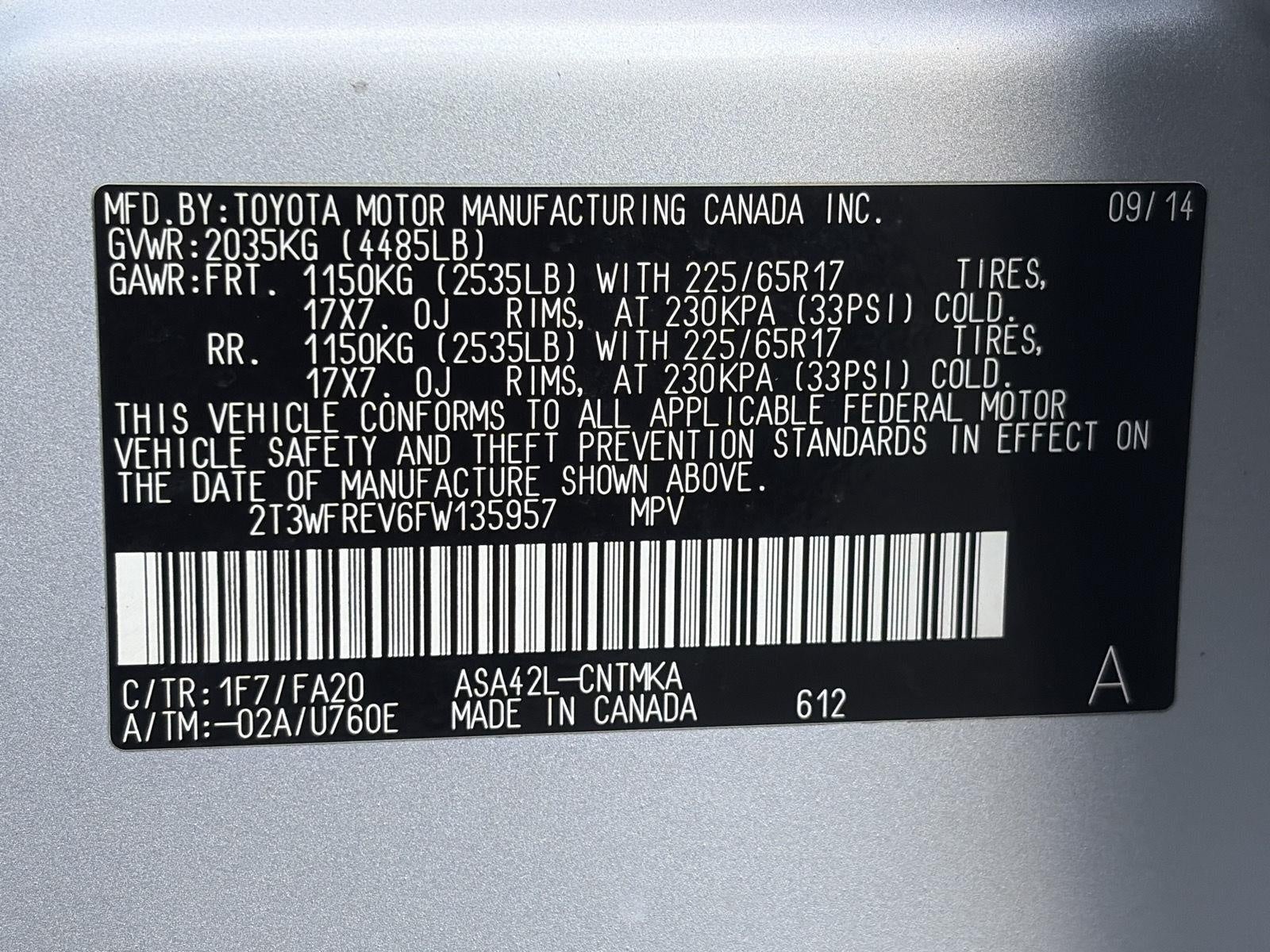 2015 Toyota RAV4 FWD 4dr XLE
