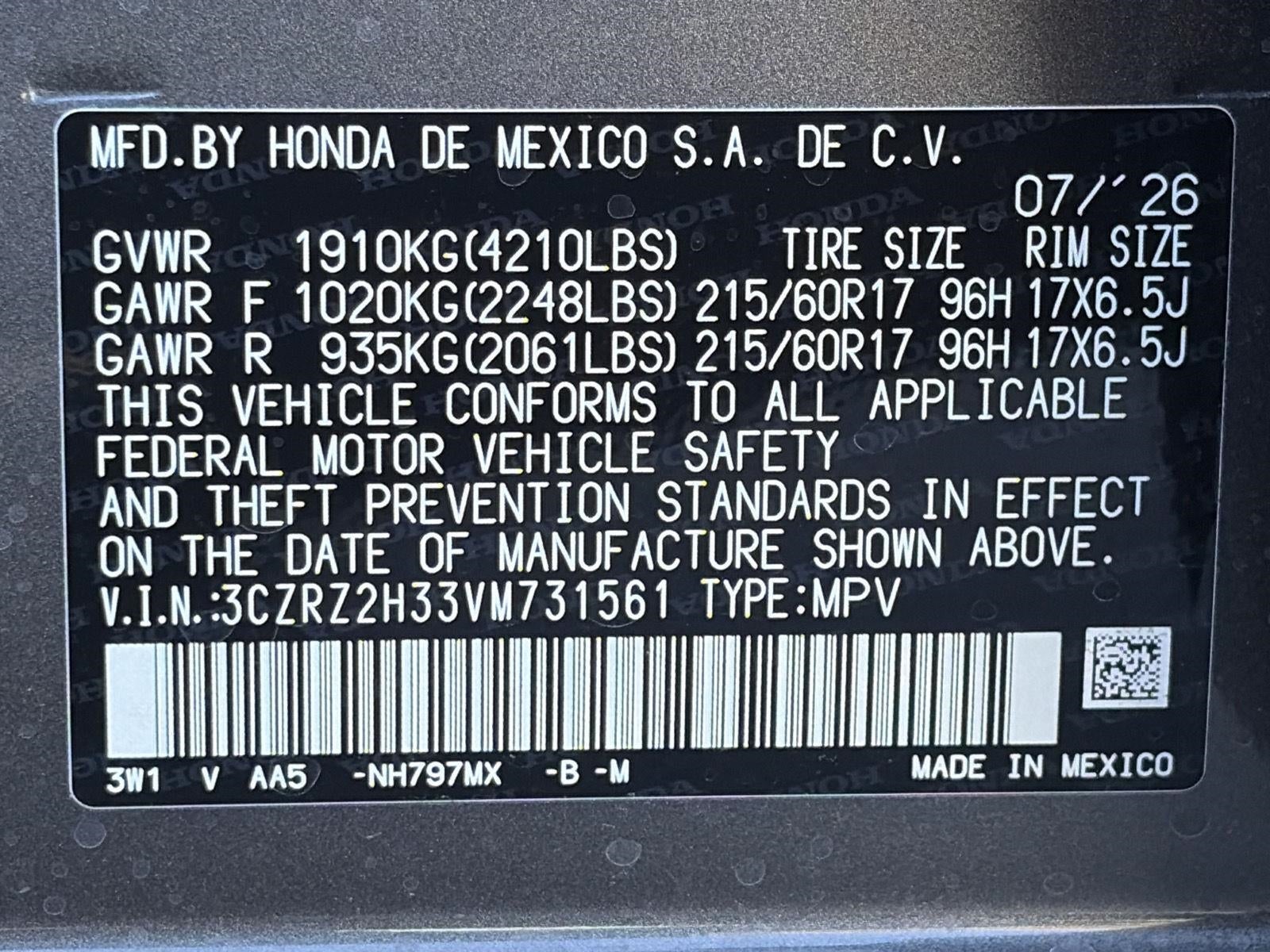 2027 Honda HR-V LX AWD CVT