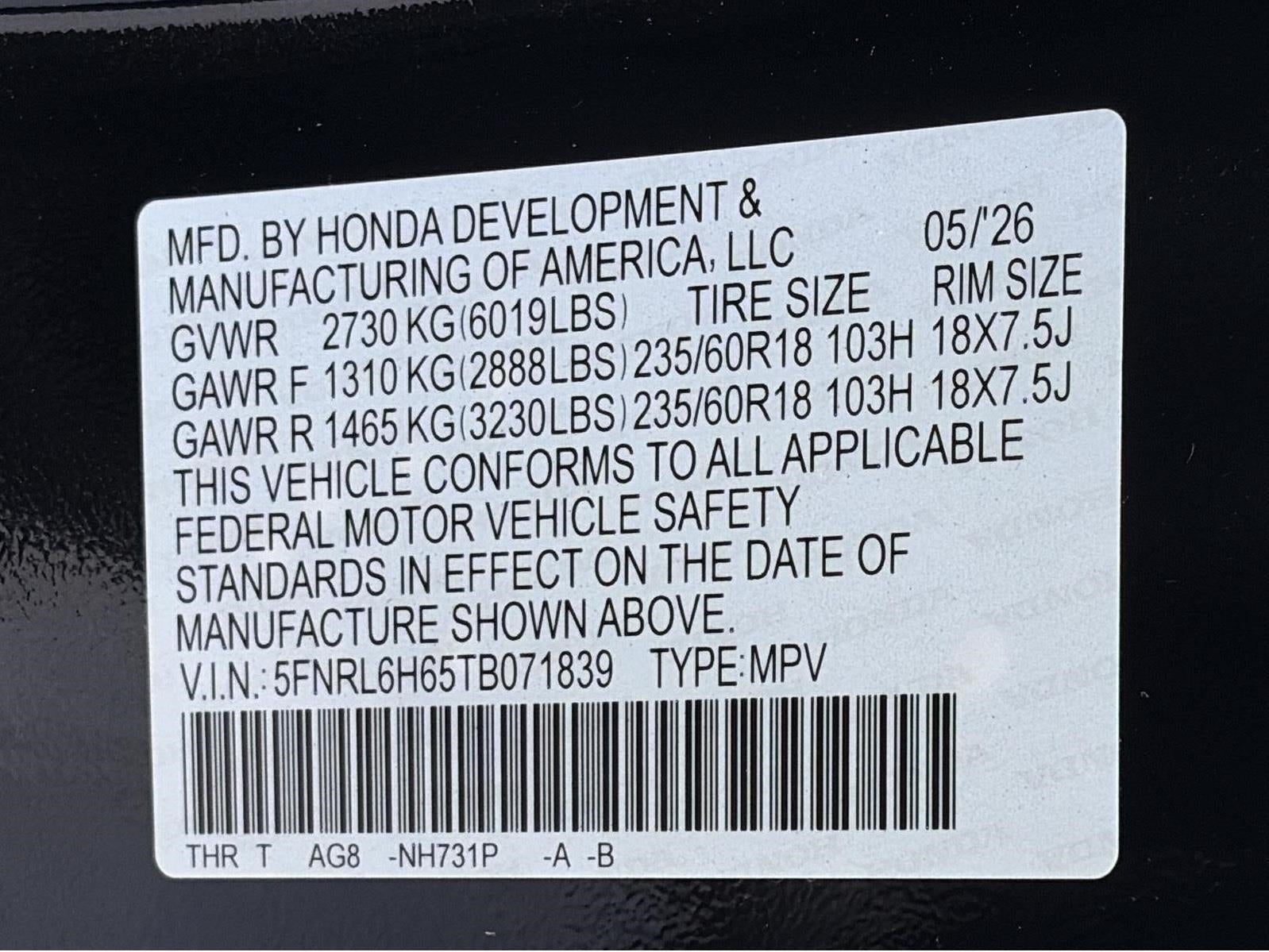 2026 Honda Odyssey EX-L Auto