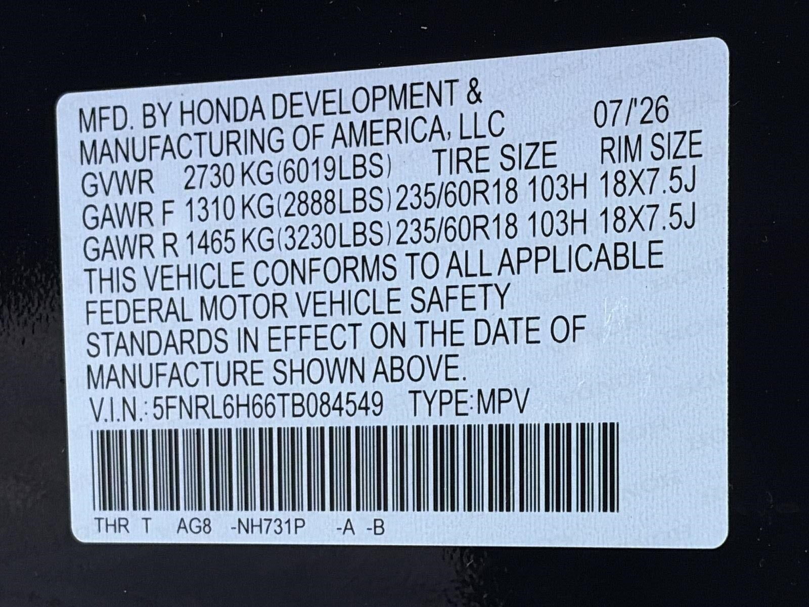 2026 Honda Odyssey EX-L Auto
