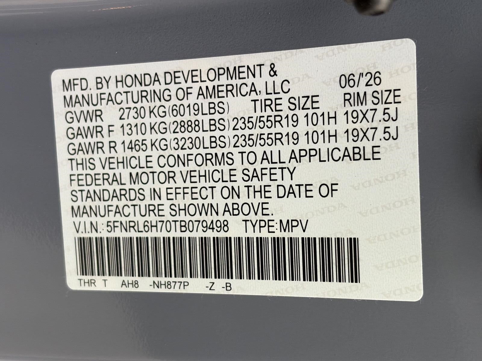 2026 Honda Odyssey Sport-L Auto