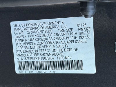 2026 Honda Odyssey Touring Auto