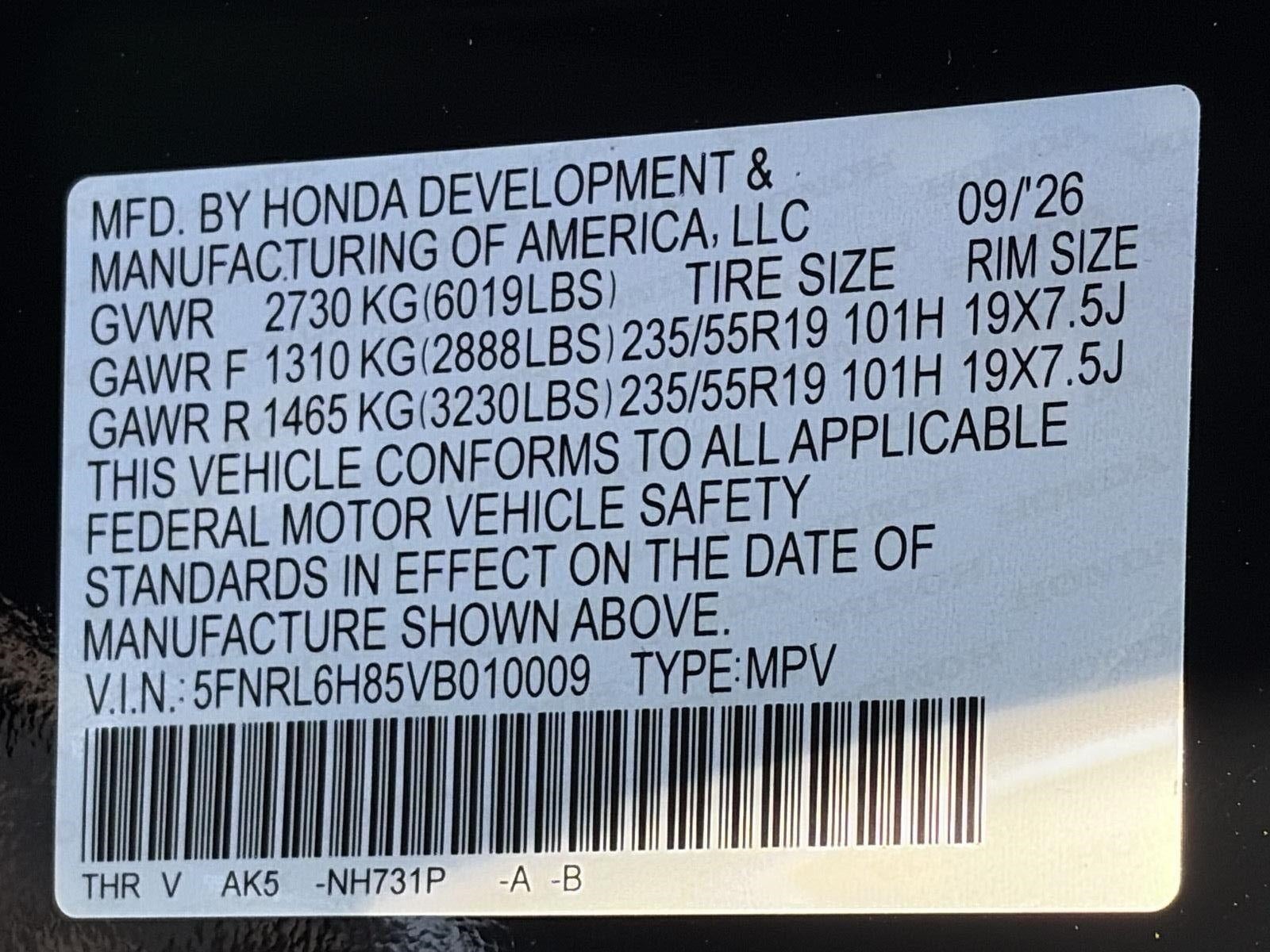 2027 Honda Odyssey Touring Auto