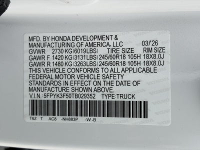 2026 Honda Ridgeline RTL AWD