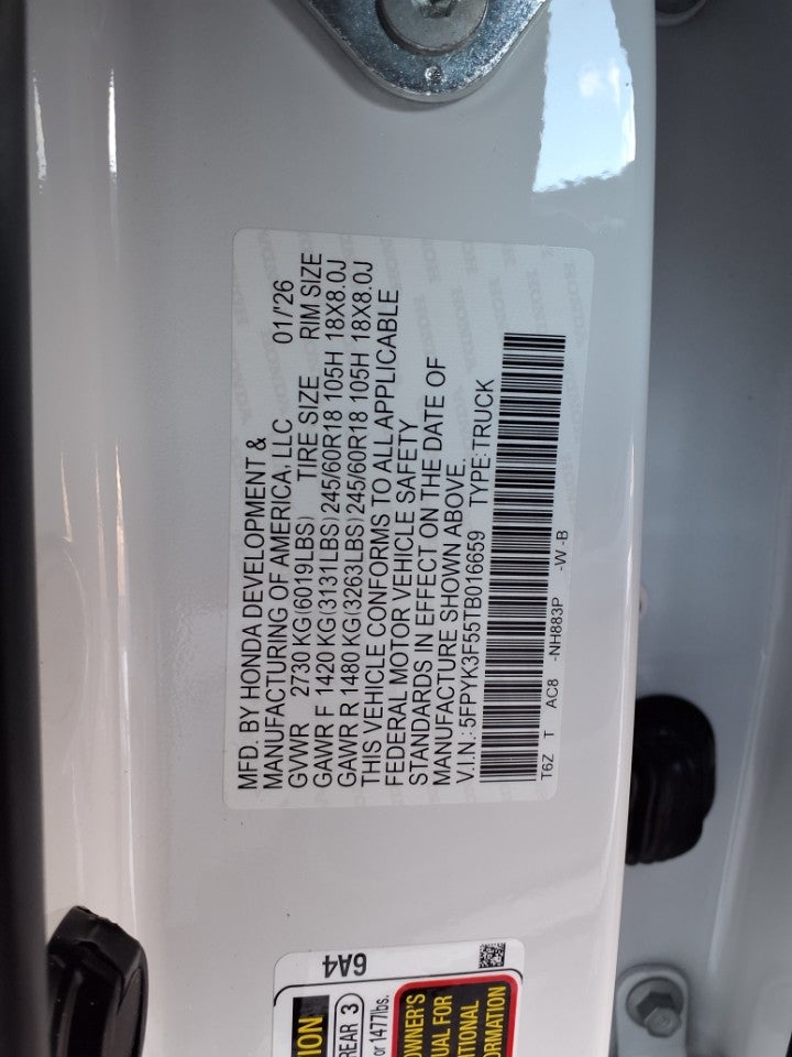 2026 Honda Ridgeline RTL AWD