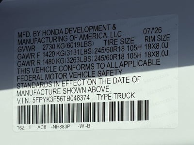 2026 Honda Ridgeline RTL AWD