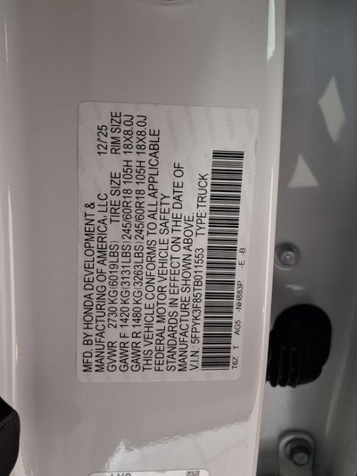 2026 Honda Ridgeline Black Edition AWD