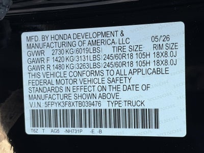 2026 Honda Ridgeline Black Edition AWD