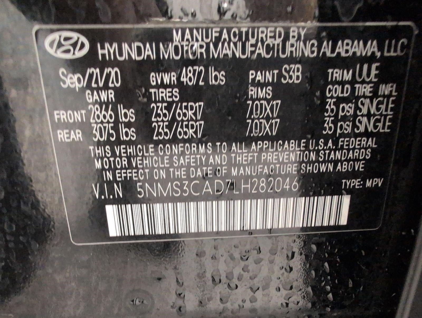 2020 Hyundai Santa Fe SEL 2.4L Auto AWD