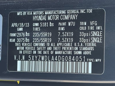 2013 Hyundai Santa Fe AWD 4dr 2.0T Sport