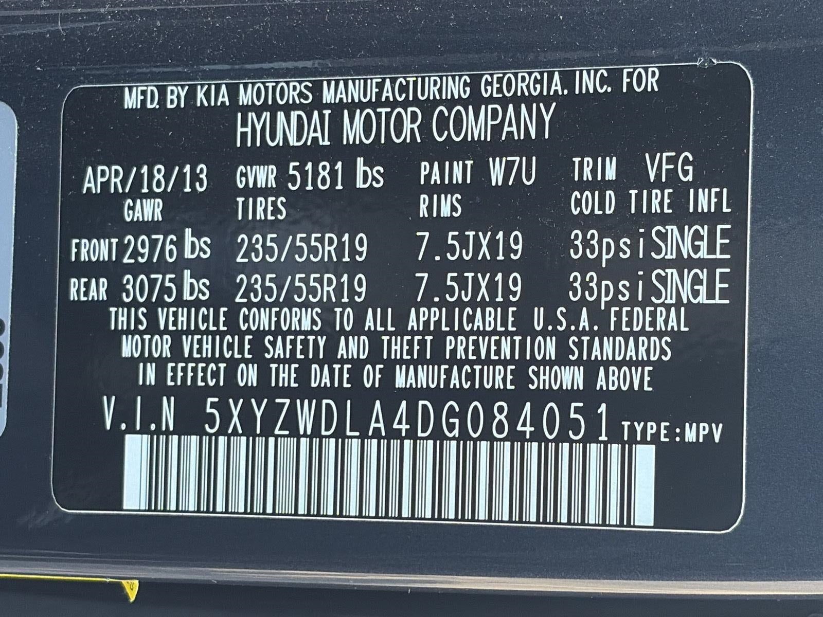 2013 Hyundai Santa Fe AWD 4dr 2.0T Sport