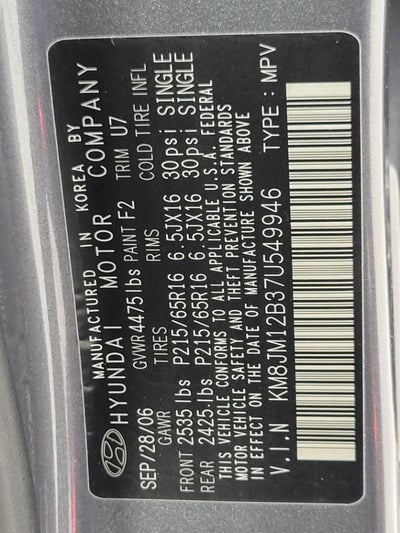 2007 Hyundai Tucson FWD 4dr Auto GLS